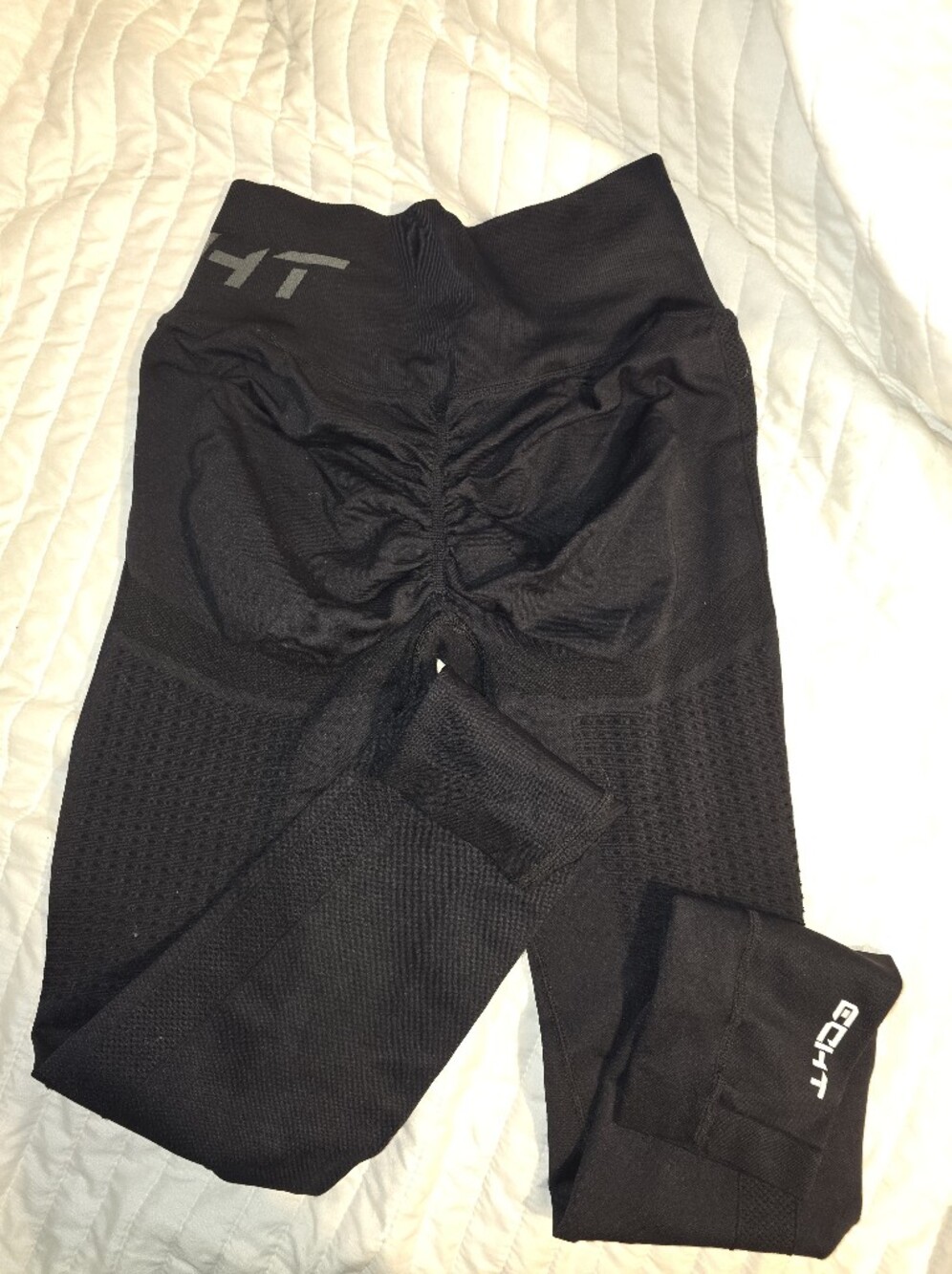 Seamless Black Kids Leggings with Scrunch Detail